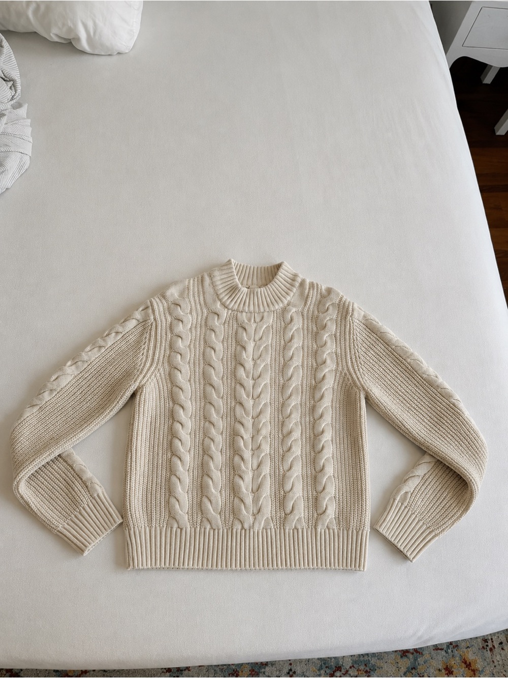 Pact Cream Cable-Knit Turtleneck Sweater